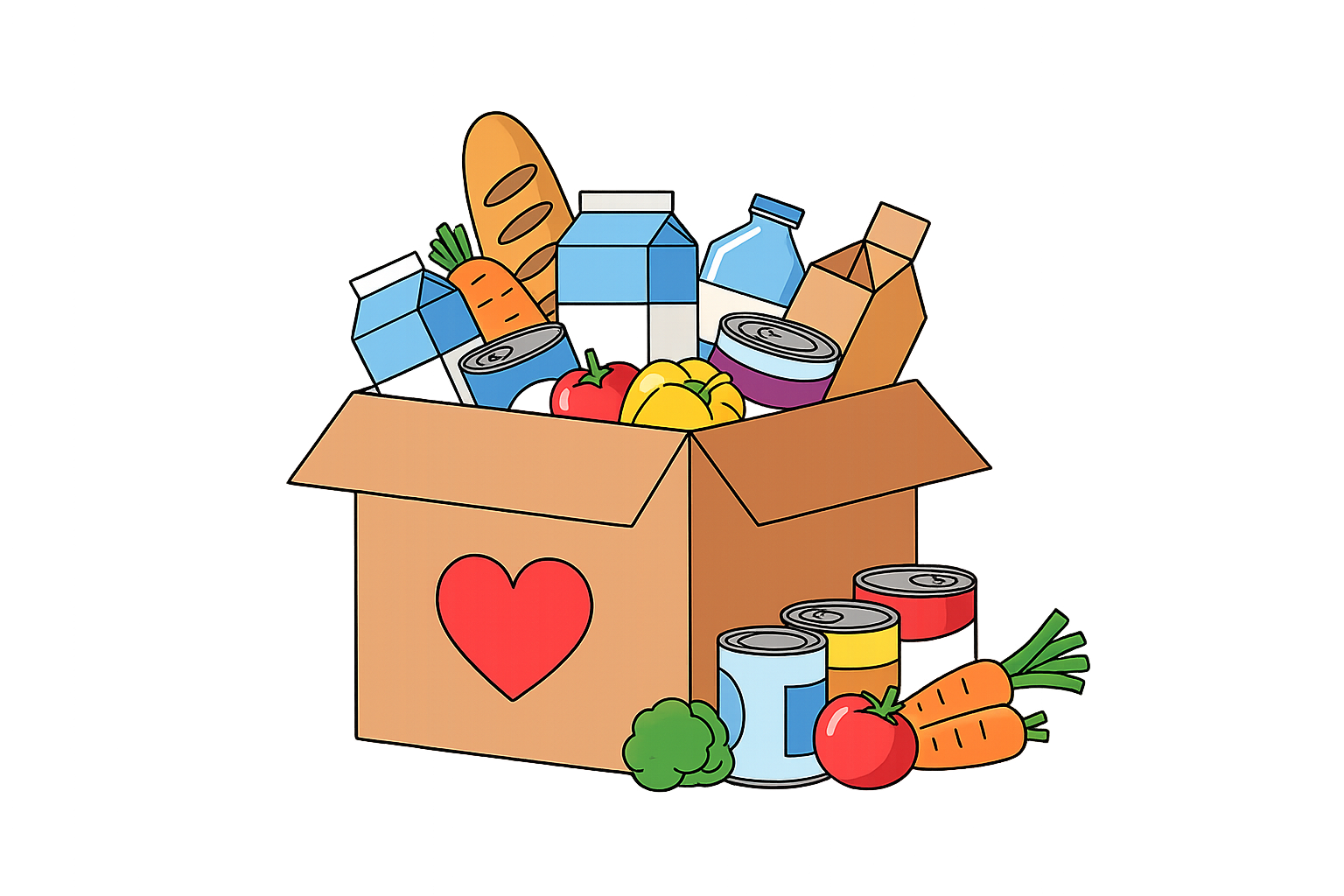 Food box filled with groceries